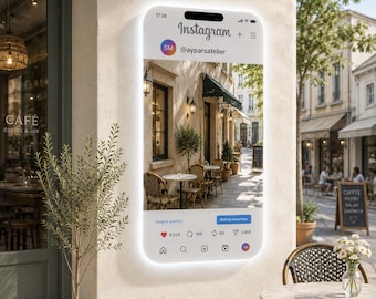 Individuell gestaltbarer LED-Instagram-Spiegel, personalisierte Business-Fotobeleuchtung