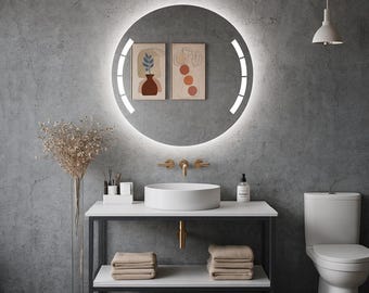 Round LED Vanity Mirror: Backlit Bathroom Wall Decor