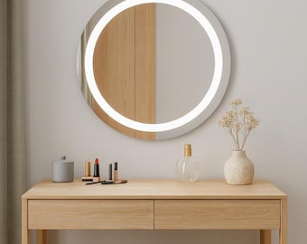 Modern Round LED Bathroom Mirror with Backlit Design