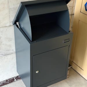 Mid Century Modern Metal Mailbox: Wall Mounted Locked Shipping Box