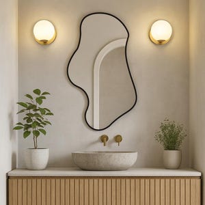 Asymmetrical Wall Mirror: Modern Organic Shape, Custom Color & Size