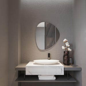 Asymmetrical Farmhouse Bathroom Mirror: Modern Organic Wall Decor