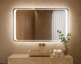 LED-hintergrundbeleuchteter Badezimmer-Spiegel: Moderner rechteckiger Kosmetikspiegel
