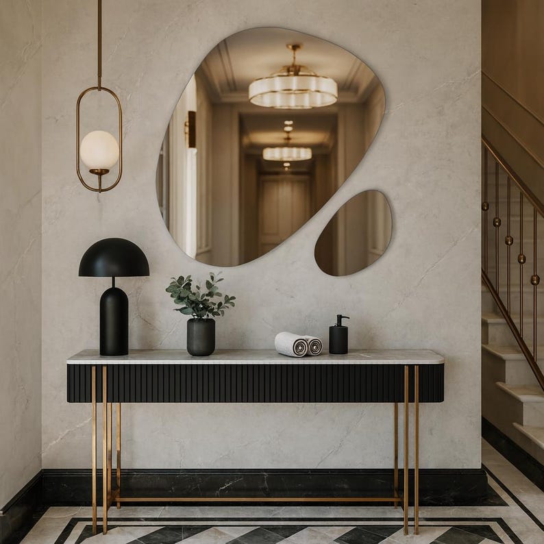 Set di specchi ondulati asimmetrici: decorazione murale organica moderna immagine 9