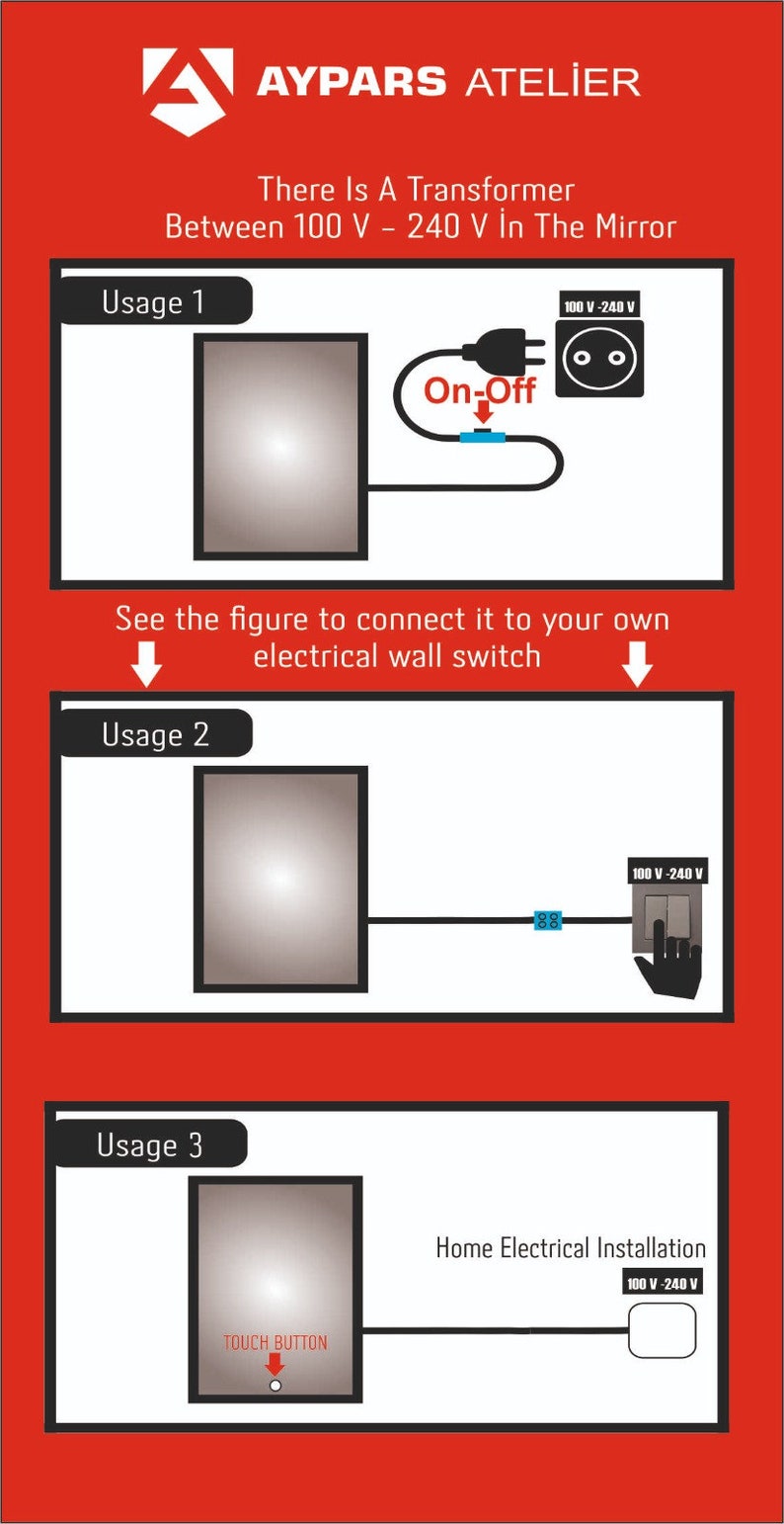 Asymmetrical,Bathroom, Washbasin Mirror, Led, Decorative Mirror, Led Mirror, Mirror,Touch Led , Touch Switch image 3