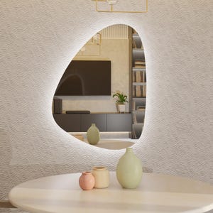 Velora – Asymmetrical LED Bathroom Mirror | Dimmable Touch Sensor Light | Custom Size Modern Vanity Mirror