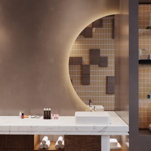 Radius Mirror,Bathroom, Washbasin Mirror, Led, Decorative Mirror, Led Mirror, Mirror,Touch Led , Touch Switch