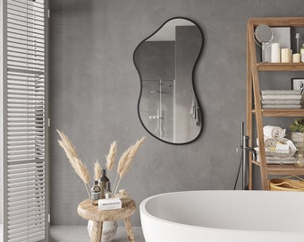 Espejo ondulado de cuerpo entero: decoración de pared asimétrica moderna