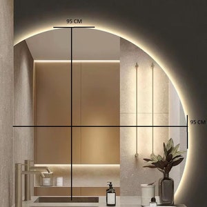 Radius Mirror,Bathroom, Washbasin Mirror, Led, Decorative Mirror, Led Mirror, Mirror,Touch Led , Touch Switch image 5