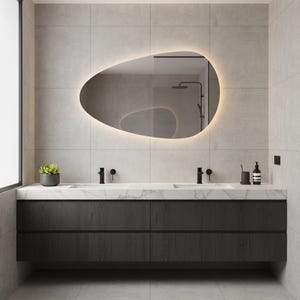 Asymmetric LED Wall Mirror: Modern Backlit Design