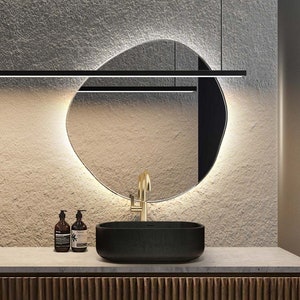 Asymmetrical,Bathroom, Washbasin Mirror, Led, Decorative Mirror, Led Mirror, Mirror,Touch Led , Touch Switch