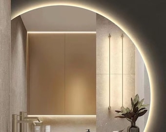 Miroir radial, salle de bains, miroir pour lavabo, LED, miroir décoratif, miroir LED, miroir, LED tactile, interrupteur tactile