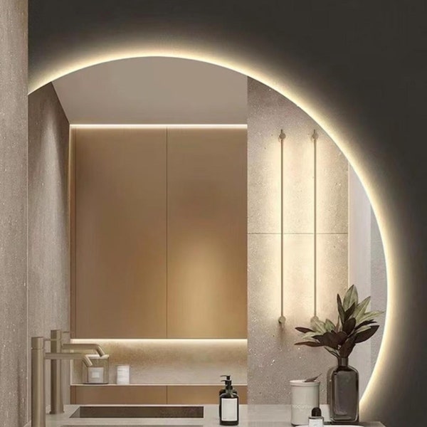 Radius Mirror,Bathroom, Washbasin Mirror, Led, Decorative Mirror, Led Mirror, Mirror,Touch Led , Touch Switch