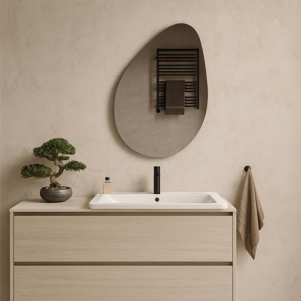 Asymmetrical Wall Mirror Handcrafted Glass, Geometric Design