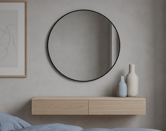 Round Black Frame Wall Mirror: Modern Minimalist Home Decor