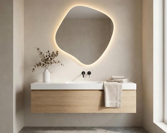Specchio infinito asimmetrico: specchio da toeletta a LED realizzato a mano