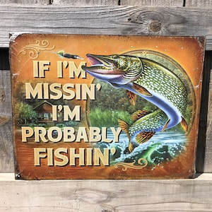 Fishing Signs Fisherman Gifts for Boyfriend Cabin Wall Decor for him Lakehouse Signs Funny Signs Man Cave Wall Decor Garage Signs for Men