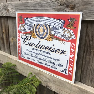 Licensed Budweiser Beer Sign Budweiser Signs Beer Signs Bar Sign Bar Signs Beer Ads Man Cave Signs Man Cave Decor Garage Signs for him Busch
