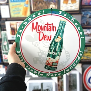 Mountain Dew Sign Retro 12" Mountain Dew Signs Vintage Style Mountain Dew Gifts Soda Pop Ads Bar Sign Soda Pop Signs Yahoo Mountain Dew Sign