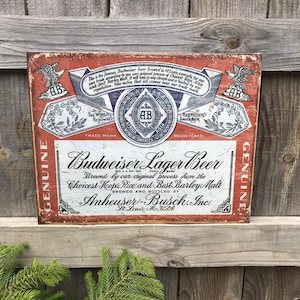 Licensed Budweiser Beer Sign Budweiser Signs Beer Signs Bar Sign Bar Signs Beer Ads Man Cave Signs Man Cave Decor Garage Signs for him Busch