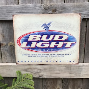 Licensed Bud Light Beer Sign Bud Light Signs Beer Signs Bar Sign Bar Signs Beer Ads Man Cave Signs Man Cave Decor Garage Signs for him Busch