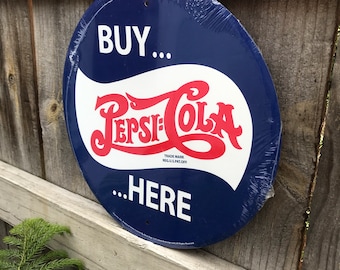 12" Licensed Pepsi Sign Pepsi Signs Pepsi Gifts Soda Pop Ads Bar Sign Bar Signs Soda Pop Signs Buy Pepsi Cola Here Sign Bar Decor Pepsi Sign