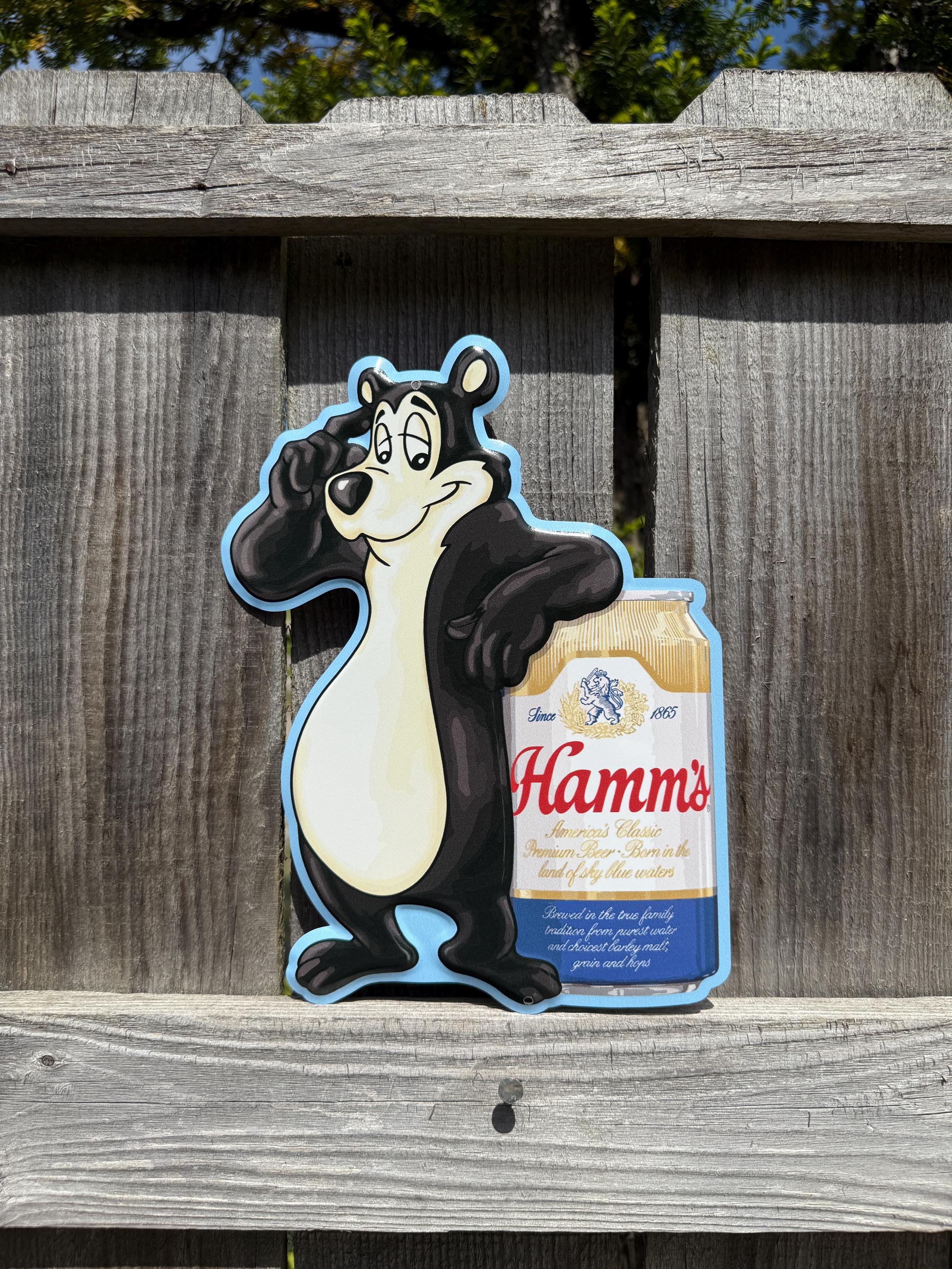 Hamm's Beer Stained Glass Sign Bear 16” X 17.5” Americana