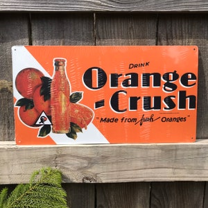Letrero de Orange Crush con licencia Letreros de Orange Crush Letreros de refrescos Anuncios de refrescos Letrero de bar Letreros de bar Regalos de Orange Pop Decoración de bar Letreros publicitarios de refrescos