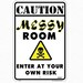 Caution Messy Room Sign Gifts for Kids Room Signs Kids Room Decor Messy ...