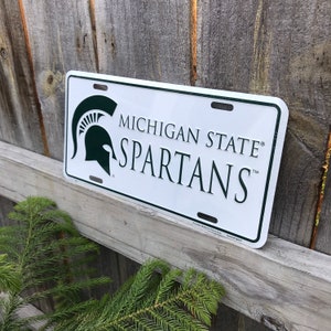 MSU Spartans Sign Michigan State University Spartans Signs Dorm Signs College Signs Gift College Student Dorm Room Decor MSU License Plate