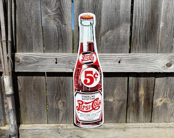 Pepsi Cola Bottle Shaped Tin Sign Bar Signage Pepsi Signs Basement Bar Wall Decor Americana Diner Decorations Soda Pop Advertising Pepsi Ad