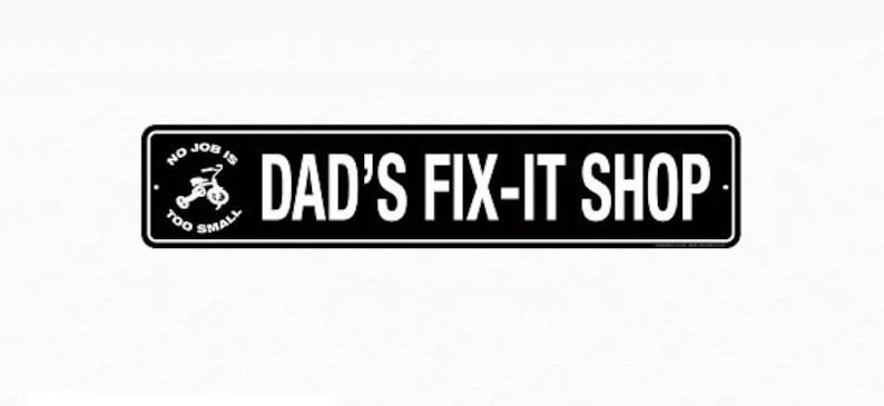MTTZ Panneau Métal Vintage « Dad‘s FIX-IT Shop » – 30,5x20,3 Cm, Déco Humour Atelier