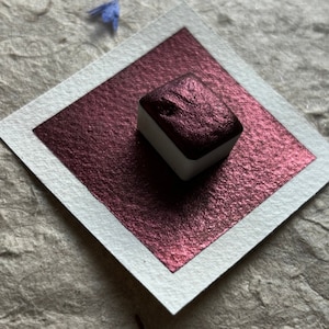 Maroon Red ~ Handmade Shimmer Watercolor Paint - Dark Red Metallic Watercolor Paint - Artisanal watercolor paint