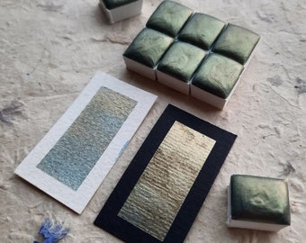 Golden Skies ~ handgemachte schimmernde Aquarellfarbe