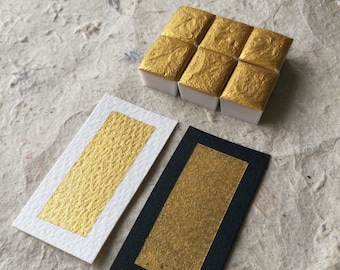 Gouden chrysant ~ Gouden handgemaakte metallic aquarelverf