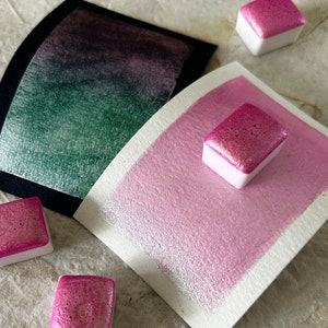 Handmade Watercolor ~ &quot;Arctic Pink&quot; ~ Chameleon shimmer ~ Colorshifting Handmade Watercolor vegan shimmer watercolor paint