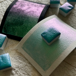 Handmade Watercolor ~ &quot;Arctic Blue&quot; ~ Chameleon shimmer ~ Colorshifting Handmade Watercolor vegan shimmer watercolor paint