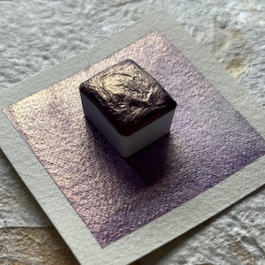 Reveuse - Violet/Gold Duochrome Handmade Metallic Watercolor Paint - colorshift pigment - Artisanal Vegan watercolors - Gift for creatives