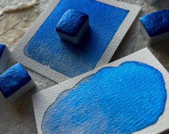 Electric Blue ~ Handmade shimmer watercolor paint
