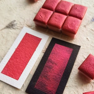 Synthetic Mica - "Crimson Red"- Watercolor Paint - Handmade vegan shimmer watercolors - handmade paint - Gift for artist