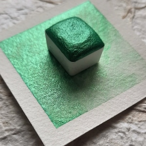 Jade Green ~ Handmade watercolor paint - Synthetic Mica ~ Handmade Shimmer Watercolor Paint