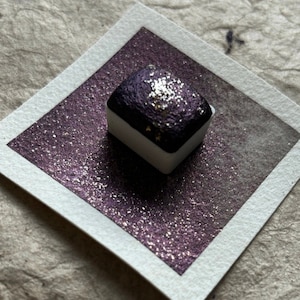 Haunted Skies ~ Handmade watercolor Paint ~ Handmade Shimmer Watercolor Paint - Dark Purple Metallic Watercolor Paint