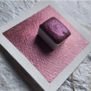 Mulberry Pink - Synthetic Mica - Purplish Pink Handmade Metallic Watercolor Paint - Vegan watercolors - Shimmer watercolor