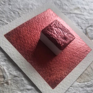 コメットレッド - 合成マイカ - 明るい赤の手作りメタリック水彩絵の具 - ビーガン水彩絵の具 - 鮮やかなシマー水彩絵の具