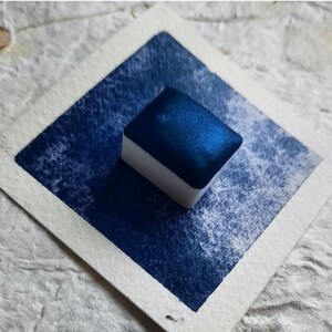 ブルーベルベット〜手作り水彩絵の具〜濃い黒っぽい青のきらめき手作り水彩絵の具