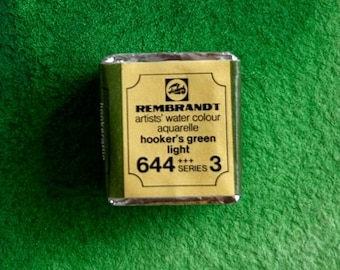 Vintage "Hooker's Green Light" Acquerello Half Pans ~ 1970's-1980's pittura ad acquerello professionale ~ Vintage Art Supplies Stazionario