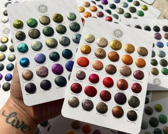 Large Dotcards - Handmade Shimmer Watercolor Paint Samples - Set of 60 dots