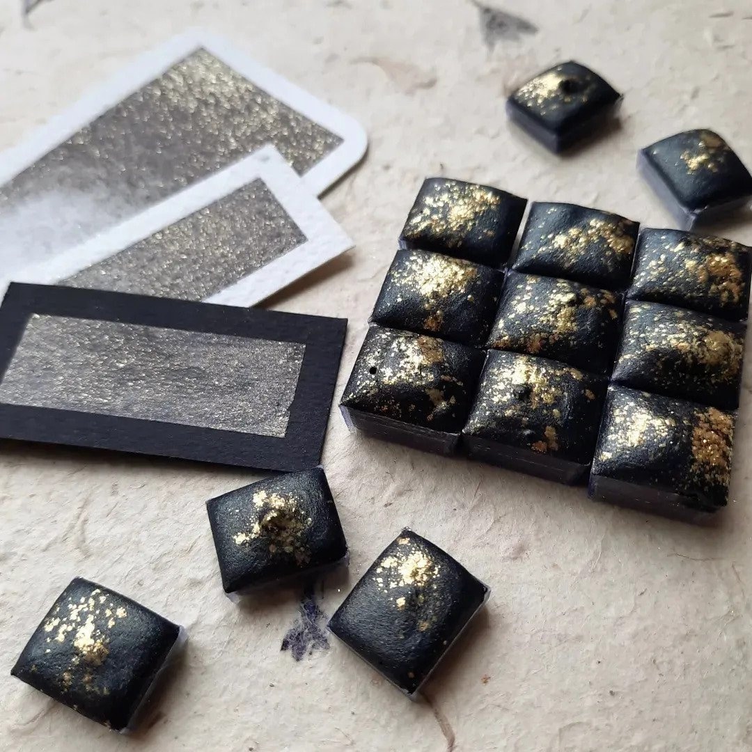 Fallen Stars Handmade Watercolor Dark Shimmer Watercolor Paint Vegan