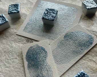 Silver Blue ~ Shimmer Chunky Flakes Watercolor Paint