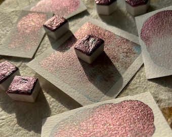 Pink Clouds ~ Handmade shimmer watercolor paint